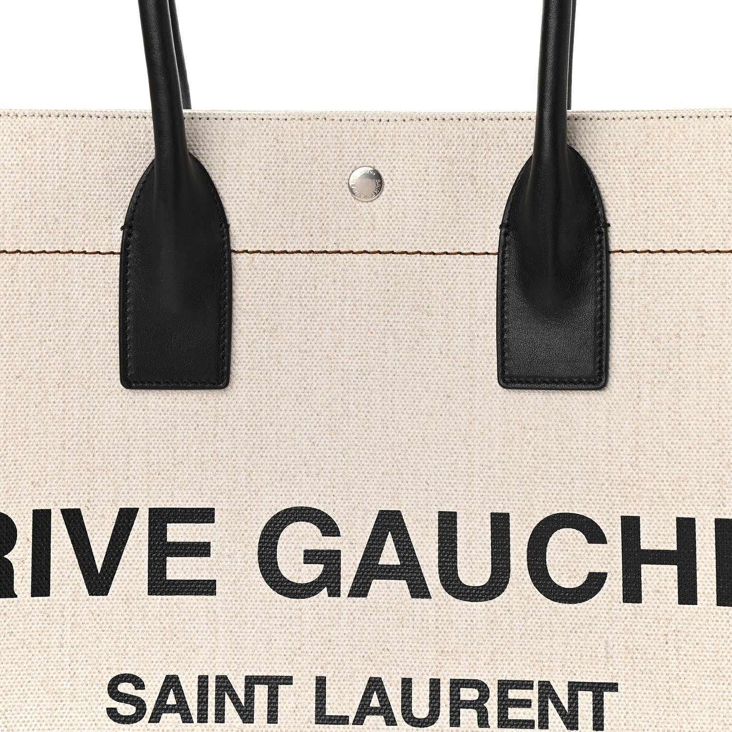 Saint Laurent Linen Calfskin Rive Gauche Tote Optic White 9 of 11