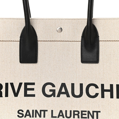 Saint Laurent Linen Calfskin Rive Gauche Tote Optic White 9 of 11