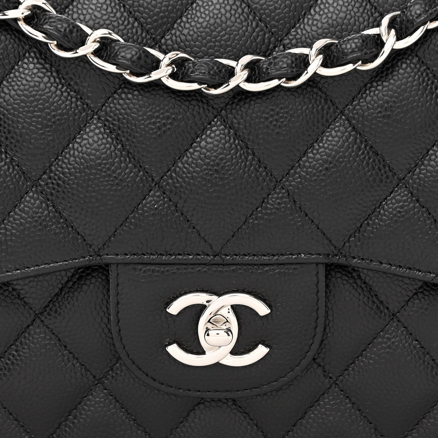 Caviar Quilted Jumbo Double Flap Black