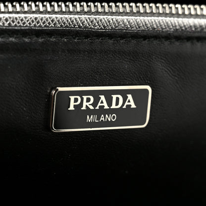 Prada Metallic Saffiano Frame Clutch Cromo 6 of 9