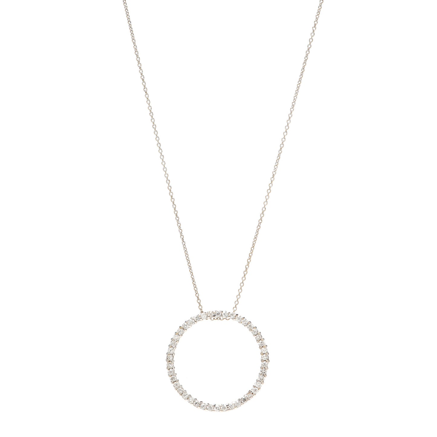 18K White Gold Diamond .42ctw Circle Pendant Necklace