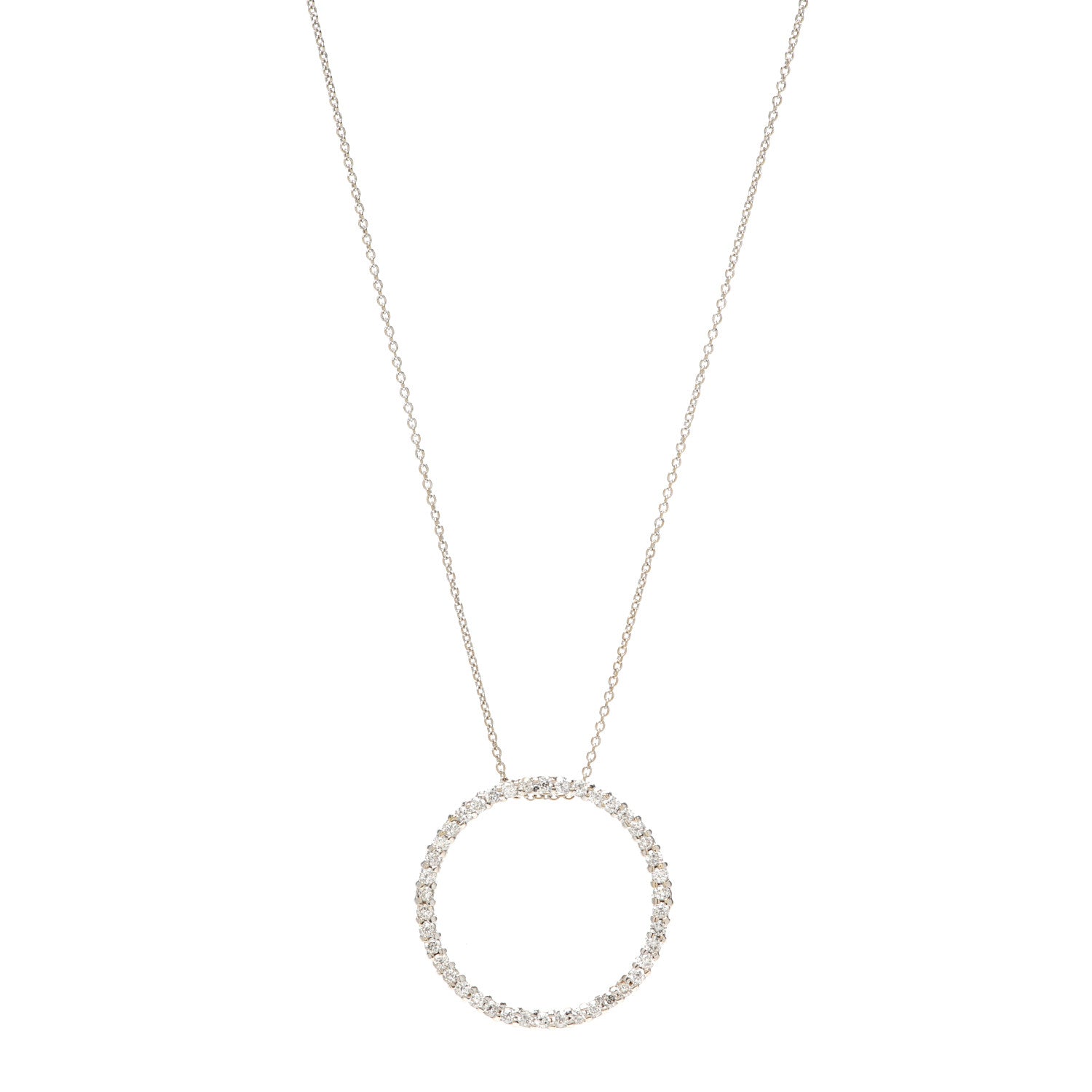 Roberto Coin 18K White Gold Diamond .42ctw Circle Pendant Necklace 1 of 4