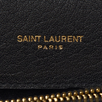 Saint Laurent Sheepskin Matelasse Chevron Monogram Medium College Bag Black 6 of 8