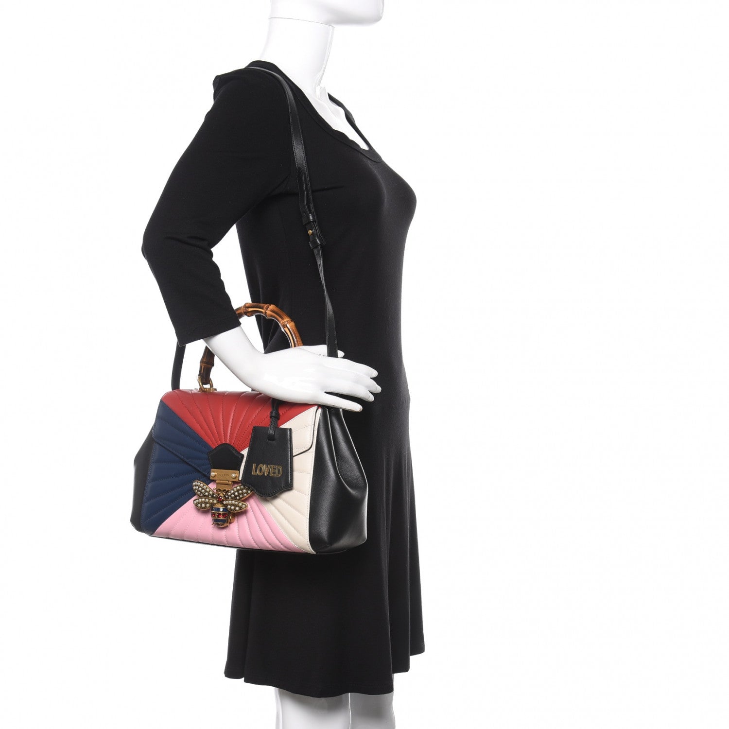 Gucci Calfskin Bamboo Trapuntata Queen Margaret Top Handle Bag Blue Agata Hibiscus Red Mystic White Sugar Pink 2 of 10