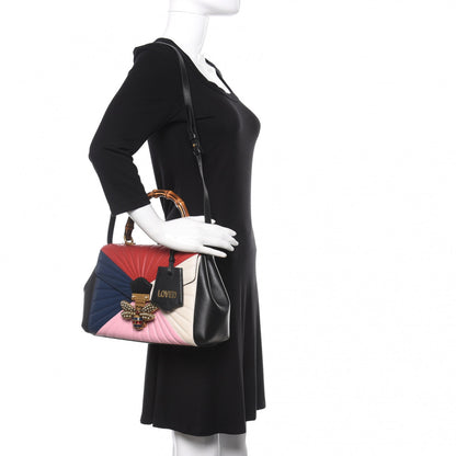 Gucci Calfskin Bamboo Trapuntata Queen Margaret Top Handle Bag Blue Agata Hibiscus Red Mystic White Sugar Pink 2 of 10