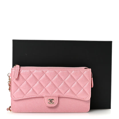 Chanel Iridescent Caviar Quilted Classic Pouch With Handle Rose Pink 8 of 8