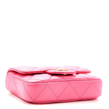 Chanel Lambskin Enamel Quilted Mini Chain Belt Bag Pink 4 of 11