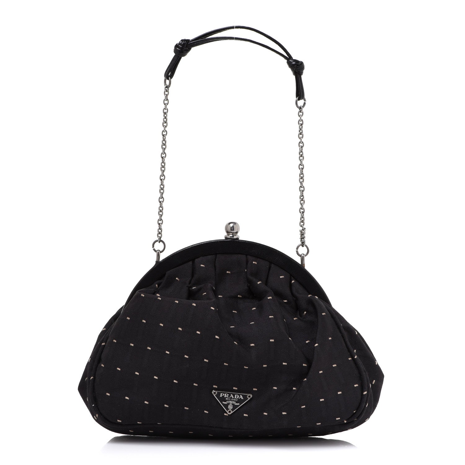 Prada Jacquard Kisslock Shoulder Bag Black 1 of 8