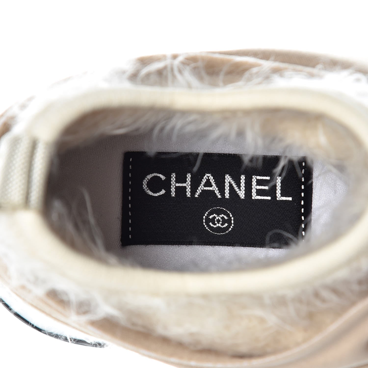 Chanel Stretch Fabric Satin CC Sneakers 35 Light Beige 8 of 10