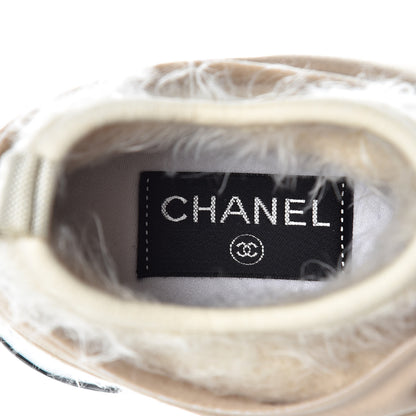 Chanel Stretch Fabric Satin CC Sneakers 35 Light Beige 8 of 10