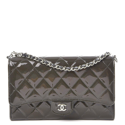 Chanel Patent Quilted Wallet On Removable Chain Dark Grey 1 of 11