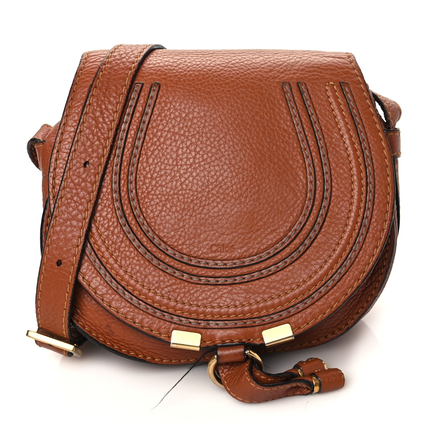 Chloe Calfskin Mini Marcie Round Crossbody Bag Tan 1 of 12