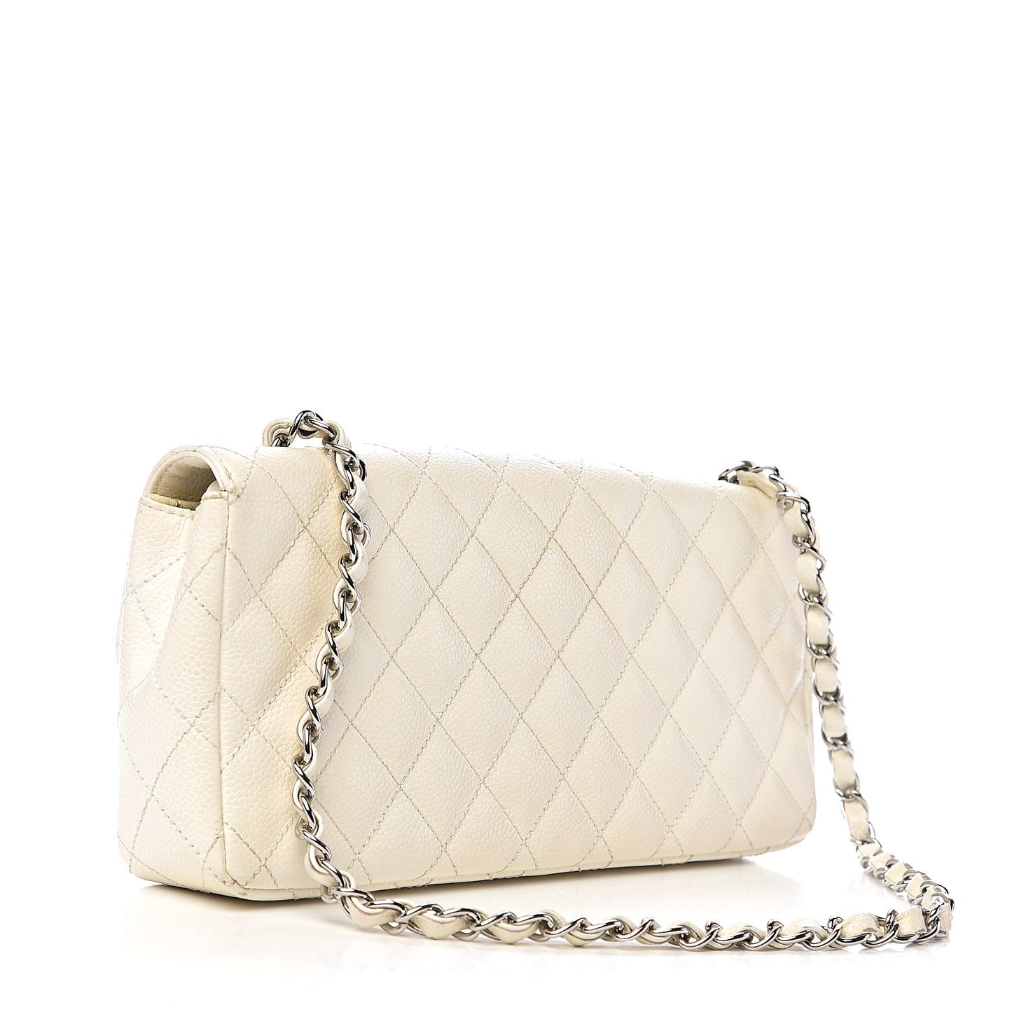 Caviar Quilted East West Flap White