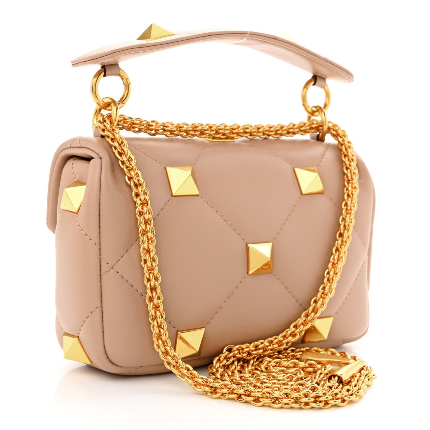 Nappa Small Roman Stud Shoulder Bag Rose Cannelle