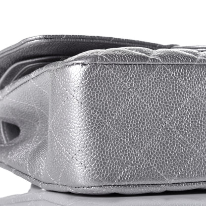 Chanel Metallic Caviar Quilted Medium Double Flap Silver 8 of 9
