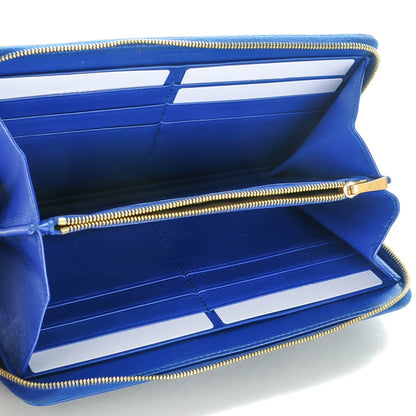 Celine Lambskin Large Zip Around Multifunction Wallet Indigo Beige 5 of 7