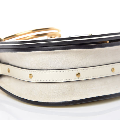 Chloe Calfskin Suede Small Nile Bracelet Bag Off White 8 of 9