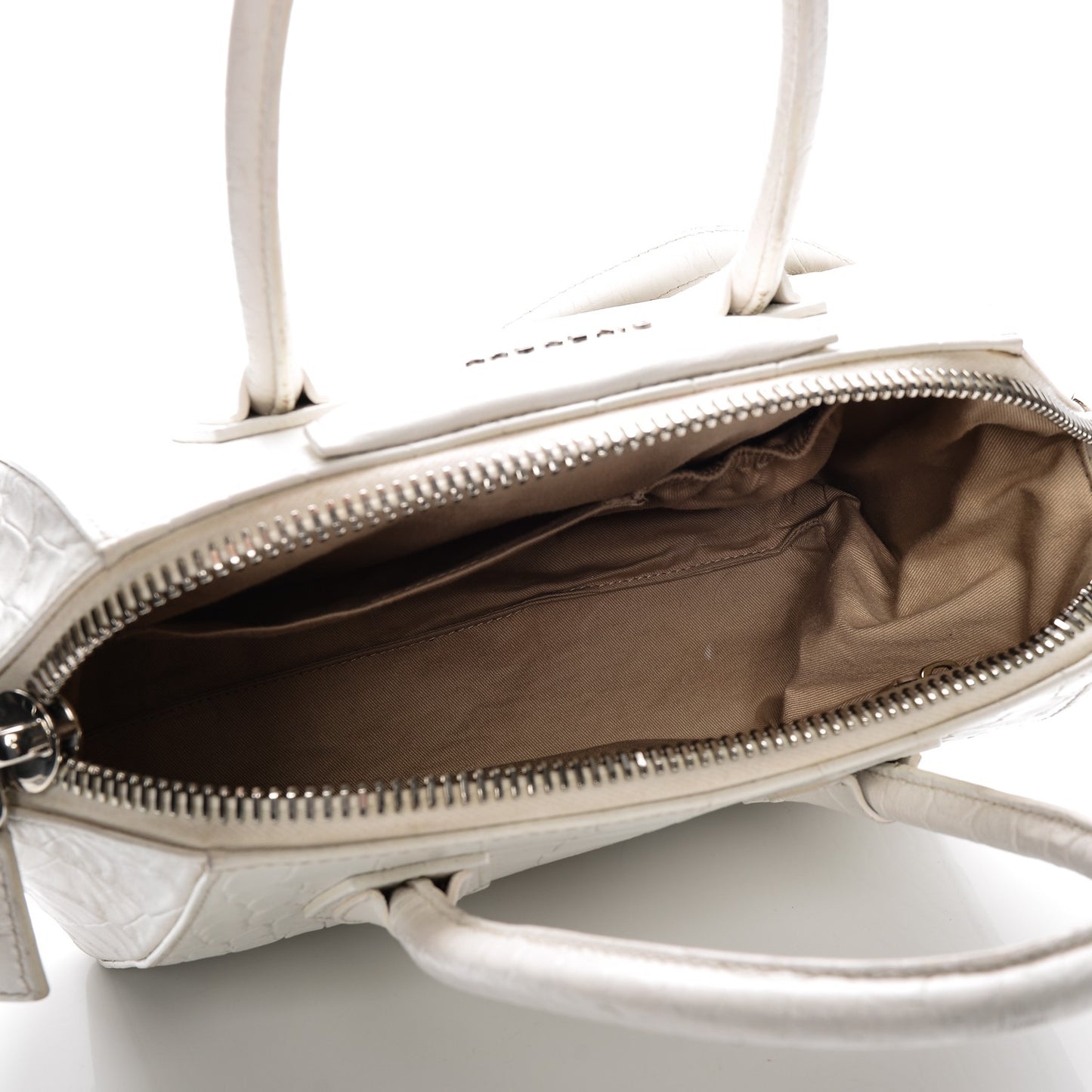 Calfskin Crocodile Embossed Small Antigona White