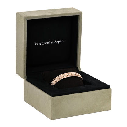 Van Cleef & Arpels 18K Rose Gold Diamond Perlee Clovers Bangle Bracelet M 7 of 7