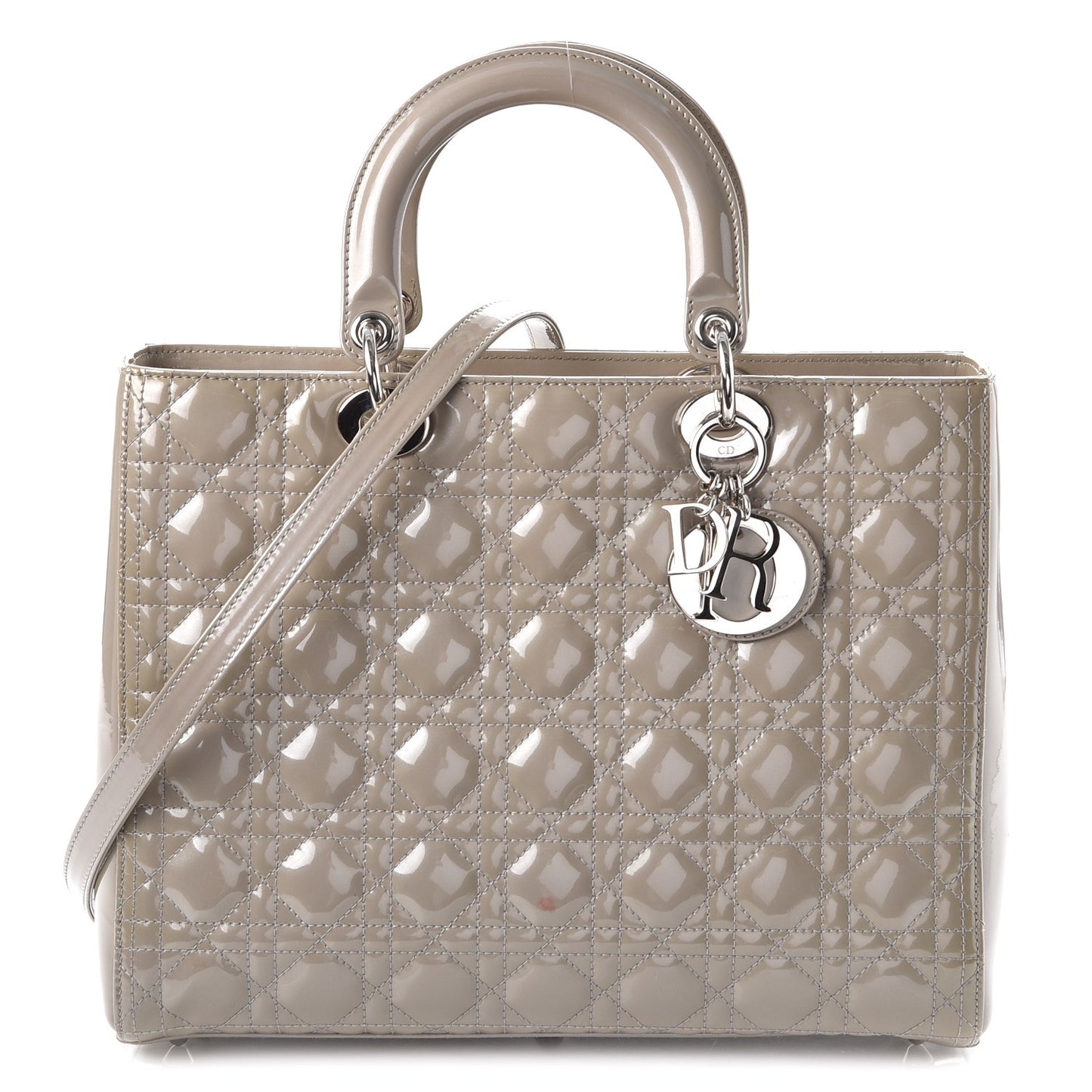 Patent Cannage Large Lady Dior Grey
