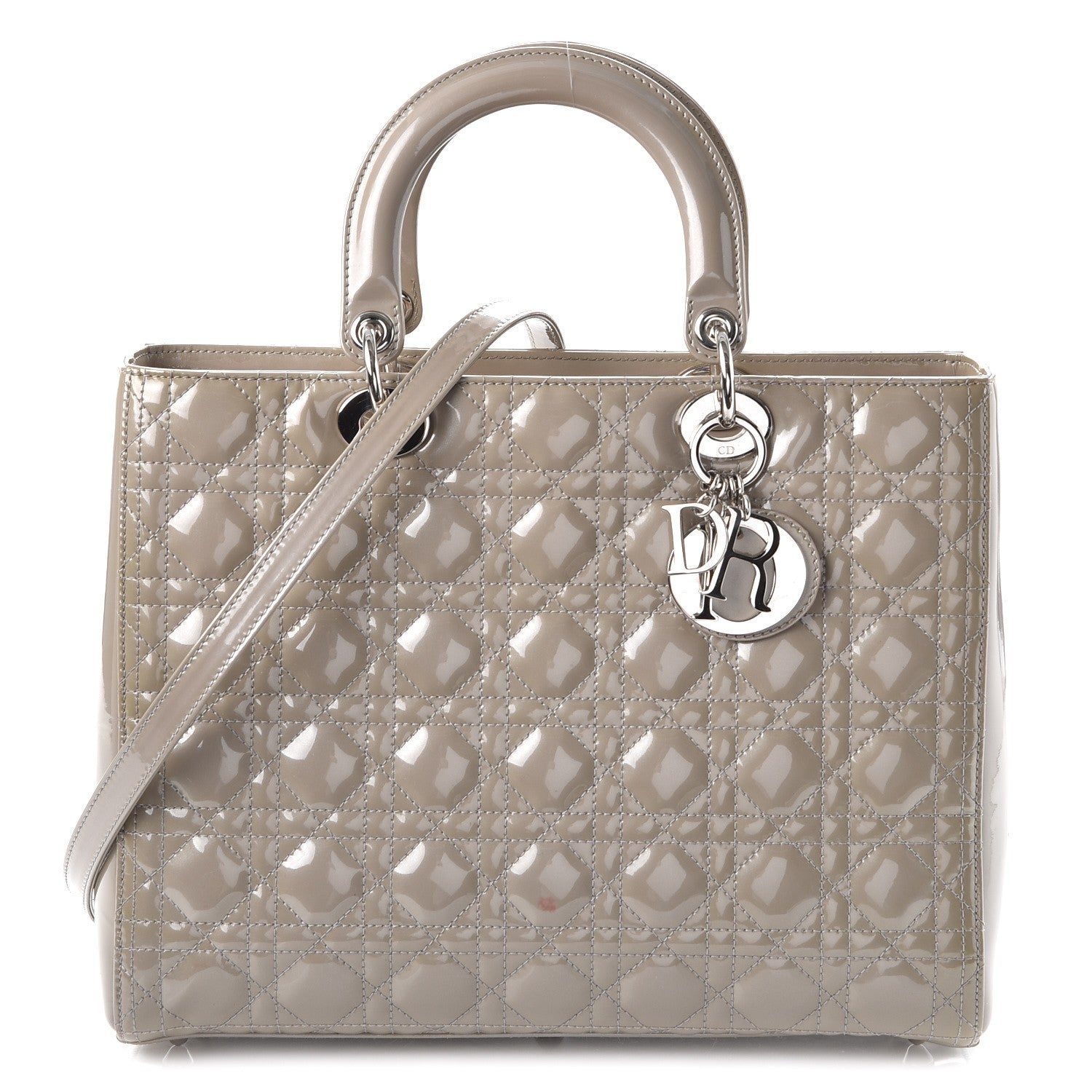 Christian Dior Patent Cannage Large Lady Dior Grey 1 of 10