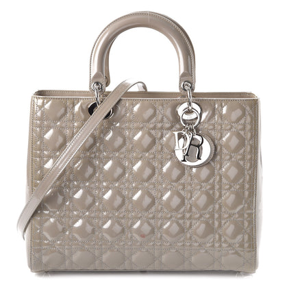 Christian Dior Patent Cannage Large Lady Dior Grey 1 of 10