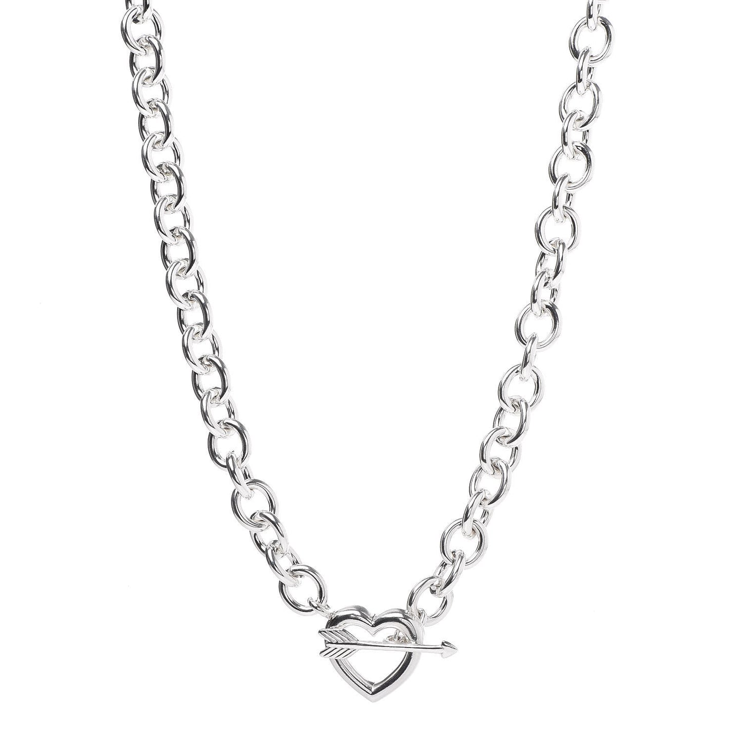 Sterling Silver Heart and Arrow Toggle Necklace