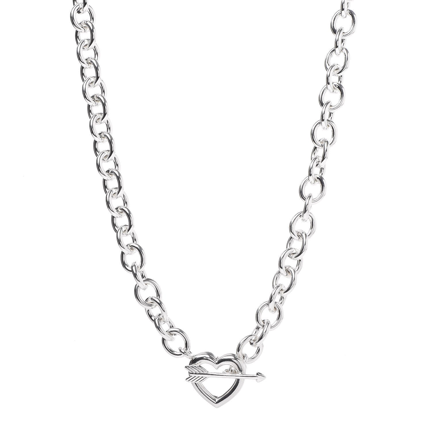 Tiffany Sterling Silver Heart and Arrow Toggle Necklace 1 of 4