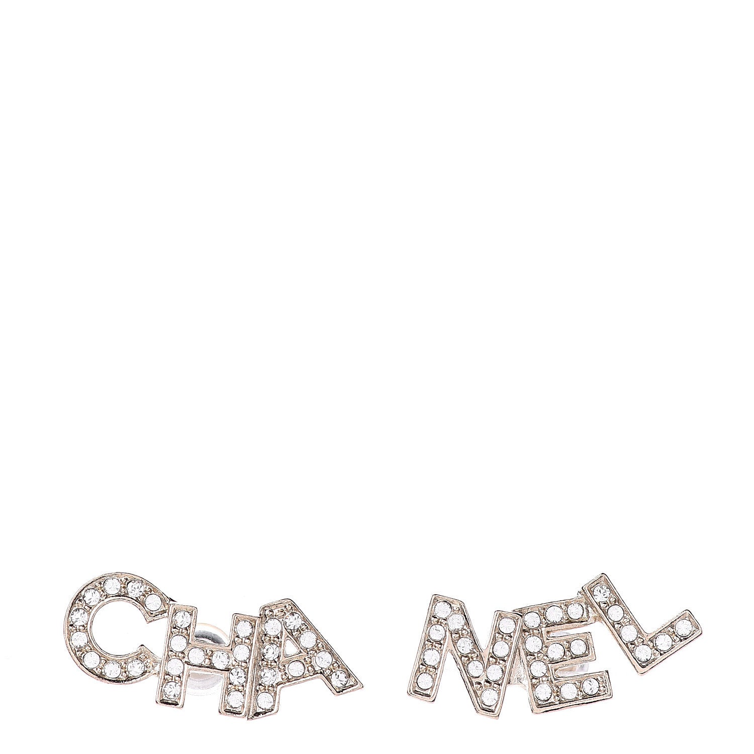 Chanel Crystal Pearl Signature Stud Earrings Gold 1 of 4