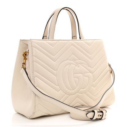 Gucci Calfskin Matelasse Small GG Marmont Tote White 9 of 16