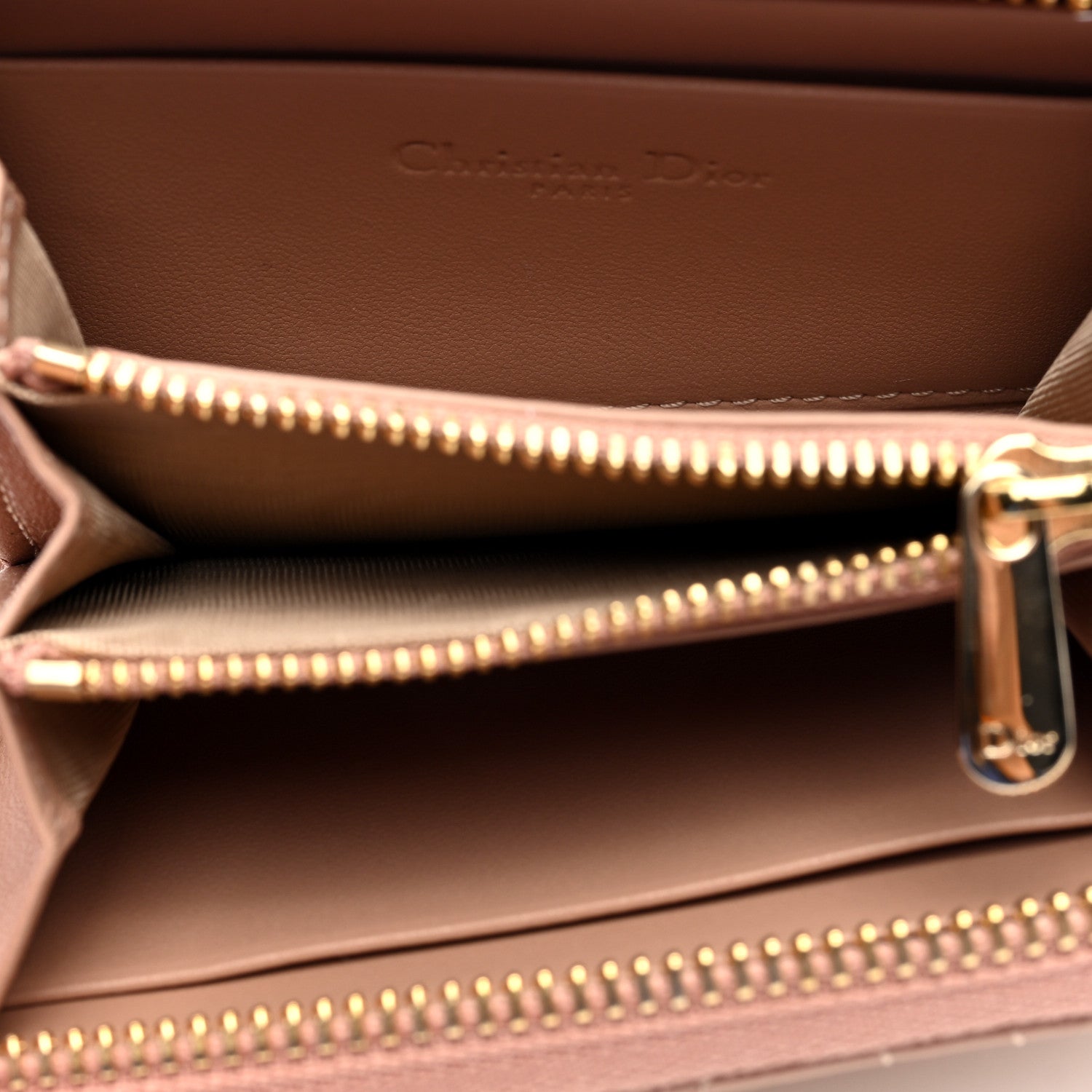 Christian Dior Lambskin Cannage Small Lady Dior Voyageur Coin Purse Rose Des Vents 5 of 6