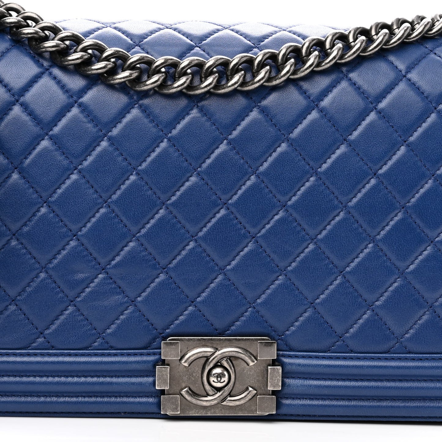 Lambskin Quilted New Medium Boy Flap Blue