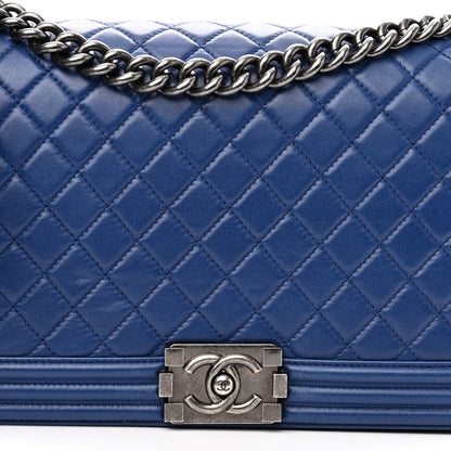 Chanel Lambskin Quilted New Medium Boy Flap Blue 8 of 10
