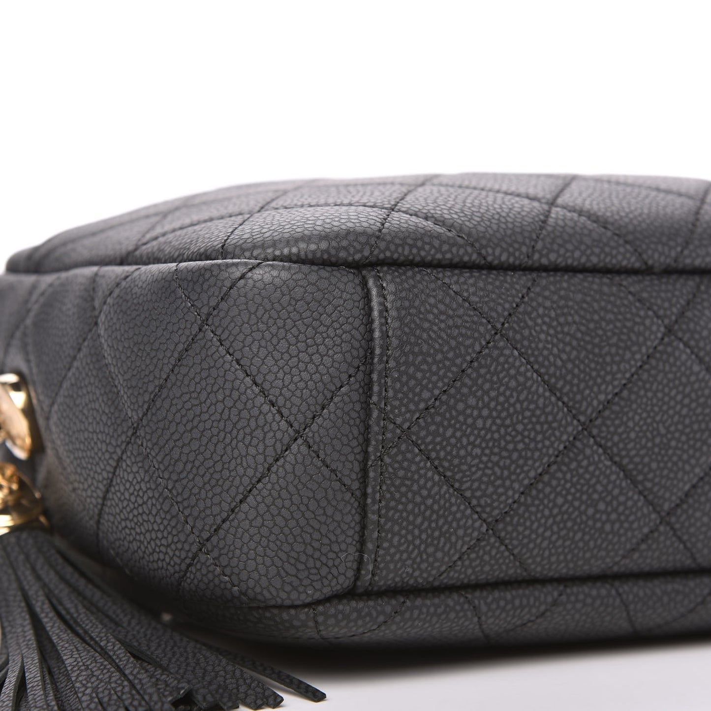 Caviar Quilted Medium Coco Tassel Camera Case Black