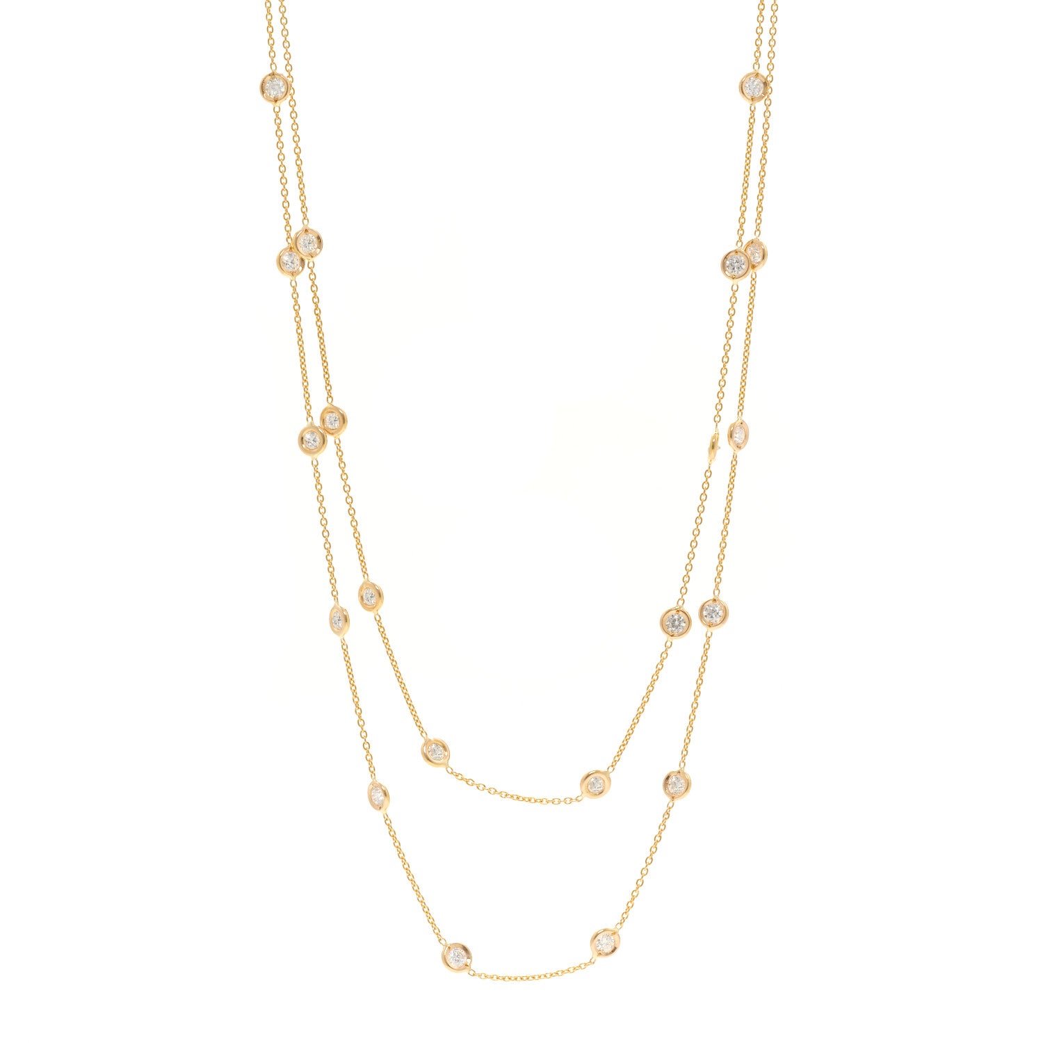 Roberto Coin 18K Rose Gold Diamond 4.25ctw Diamonds By The Inch Twenty-Five Station Necklace 1 of 4
