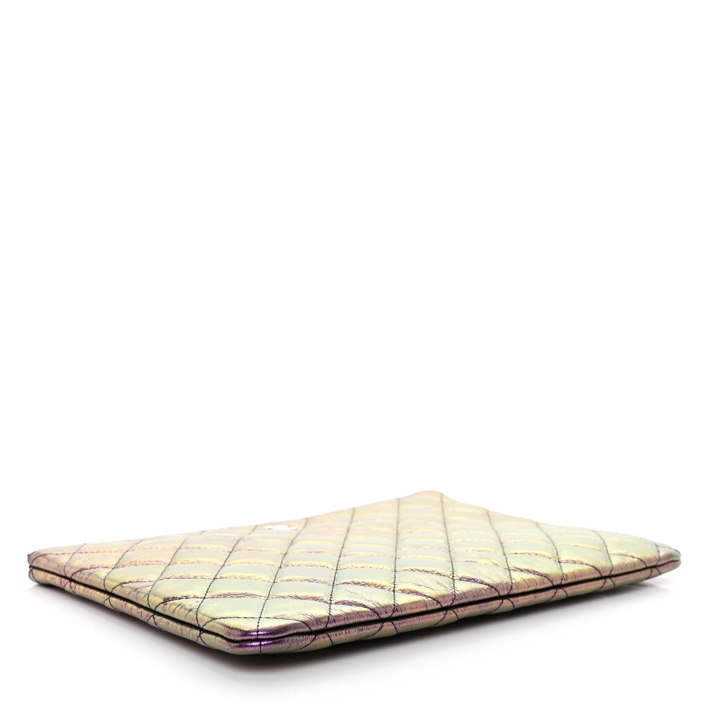 Iridescent Crumpled Calfskin CC Ripples Medium Cosmetic Case Purple
