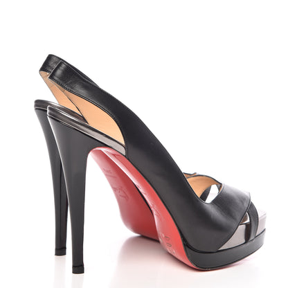 Christian Louboutin Nappa Patent Very Croise 140 Sandals 39.5 Black Pewter 4 of 10