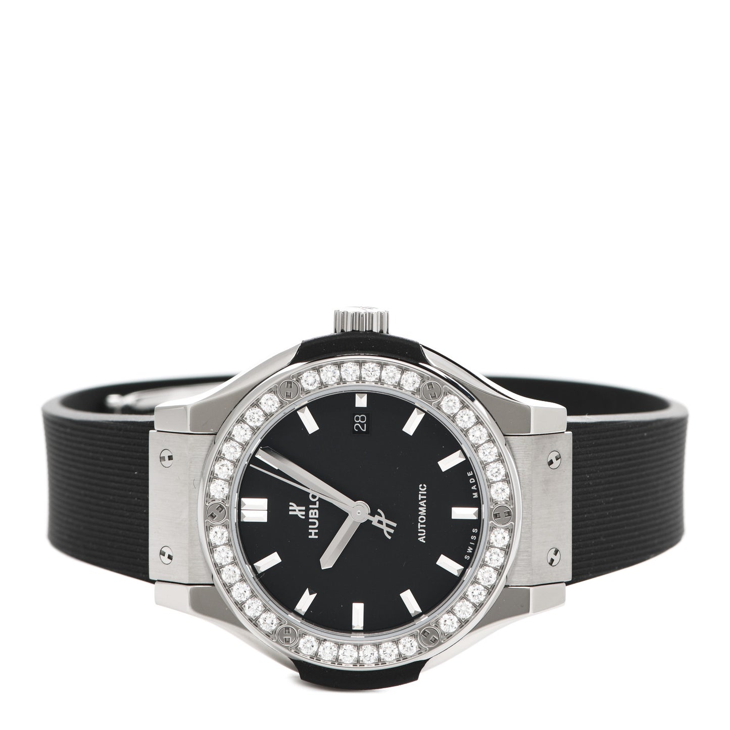Titanium Rubber Diamond Bezel 33mm Classic Fusion Automatic Watch Black 582.NX.1170.RX.1204