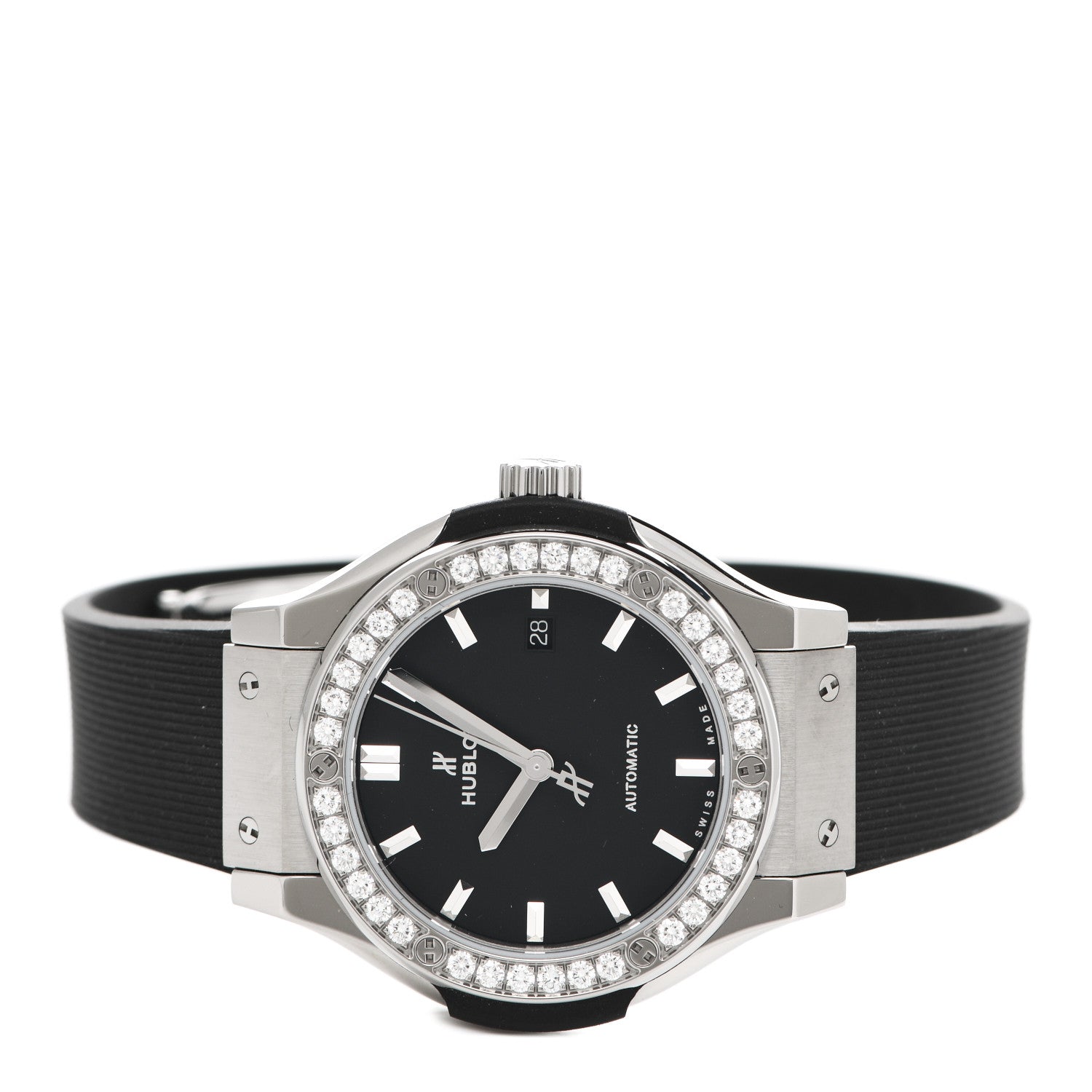 Hublot Titanium Rubber Diamond Bezel 33mm Classic Fusion Automatic Watch Black 582.NX.1170.RX.1204 2 of 5