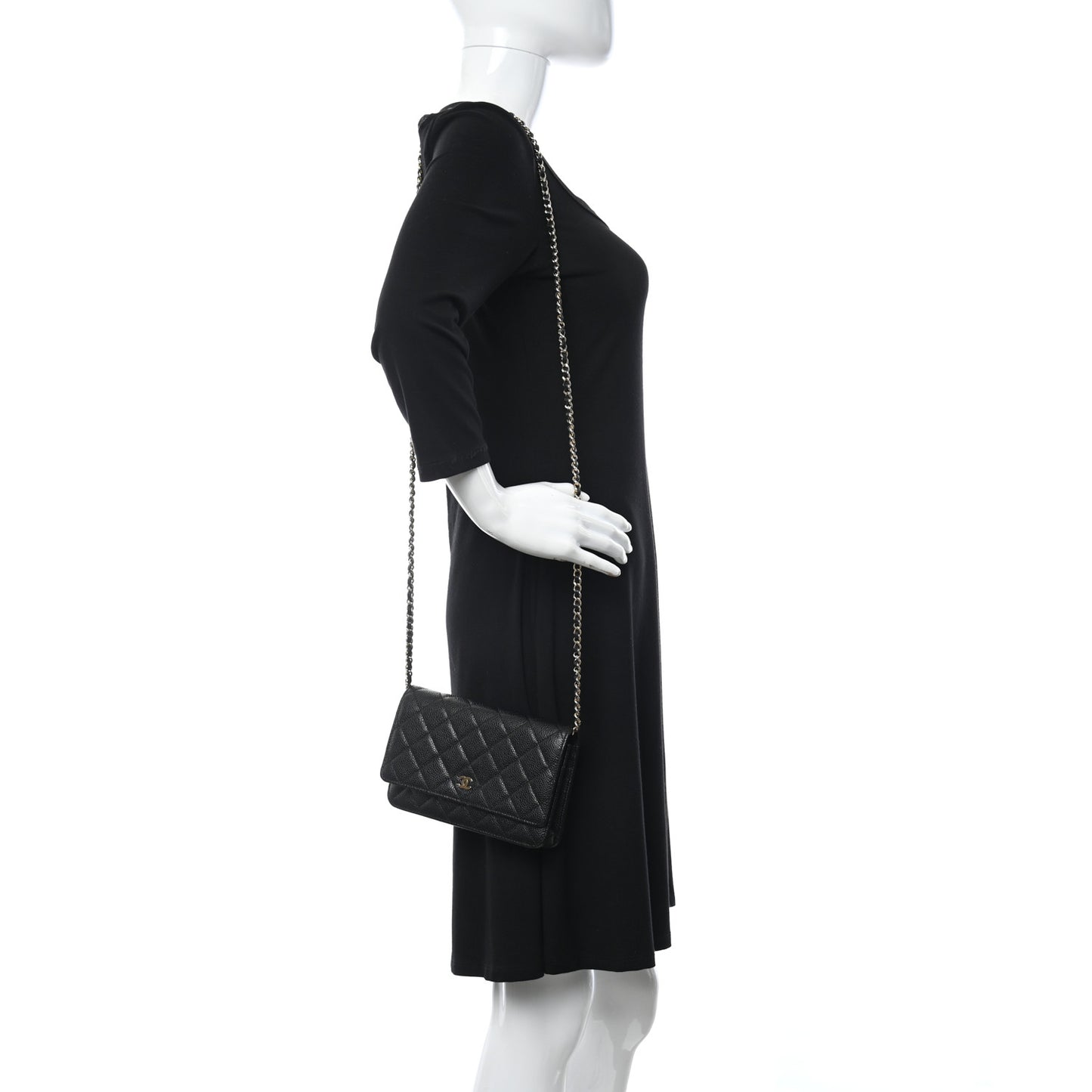 Caviar Quilted Wallet On Chain WOC Black