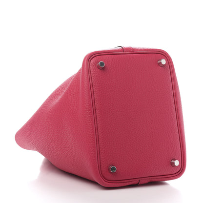 Hermes Taurillon Clemence Swift Eclat Picotin Lock 18 PM Rose Mexico Rouge De Coeur 5 of 12