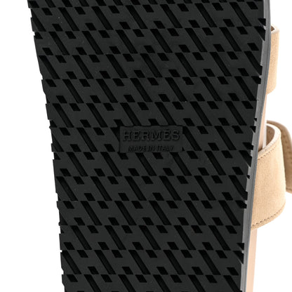 Hermes Suede Goatskin Womens Chypre Sandals 37 Beige Argile 8 of 14