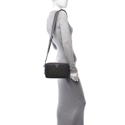 Gucci GG Supreme Monogram Textured Dollar Calfskin Small Ophidia Top Handle Shoulder Grey Black Graphite Grey 3 of 10