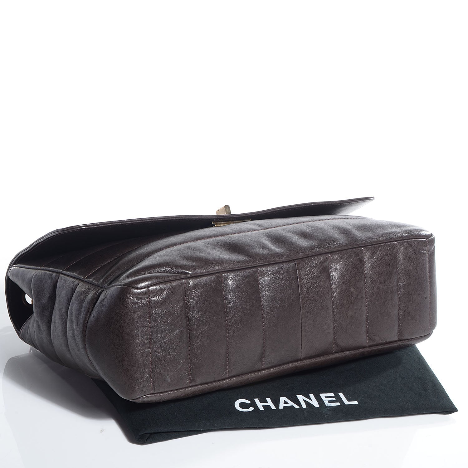 Chanel Lambskin Horizontal Quilt Jumbo Mademoiselle Flap Dark Brown 4 of 9