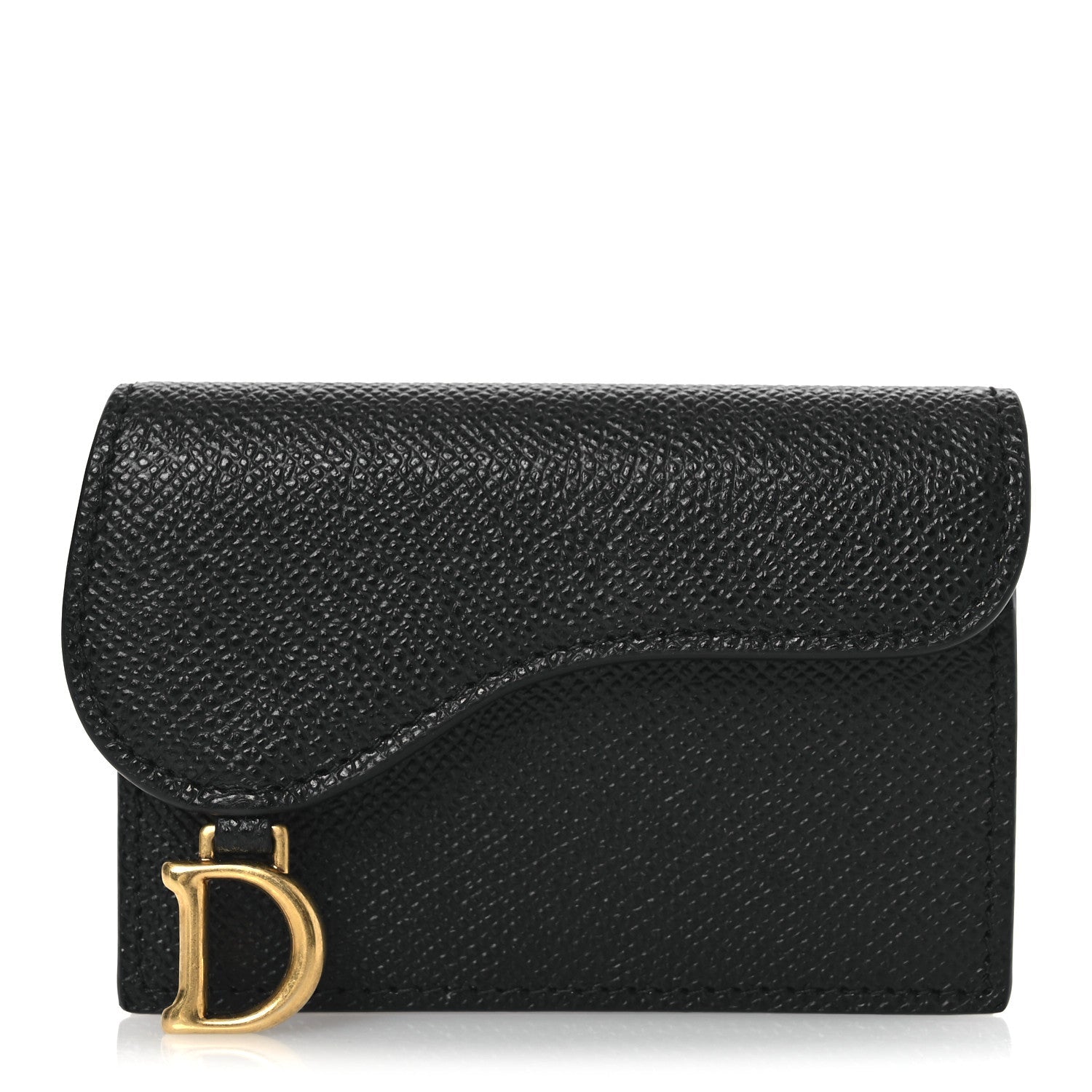 Christian Dior Grained Calfskin Saddle Card Holder Black 1 of 10