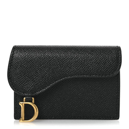 Christian Dior Grained Calfskin Saddle Card Holder Black 1 of 10