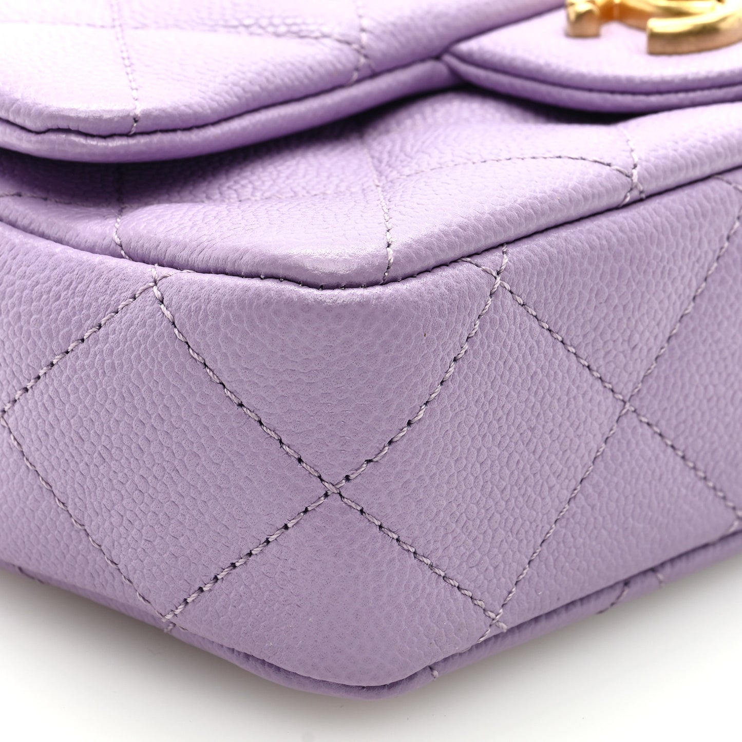 Caviar Quilted Mini Rectangular Sweetheart Flap Lilac