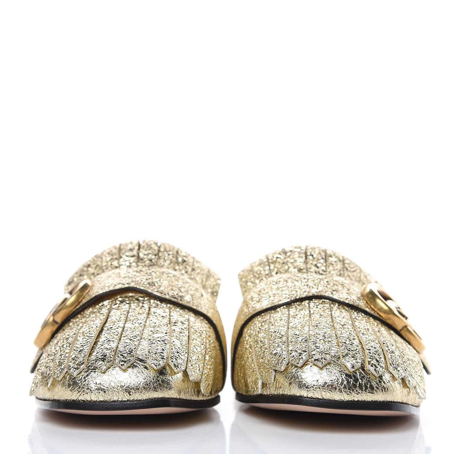 Gucci Galassia Womens GG Marmont Fringe Slippers 38 Platino 2 of 8