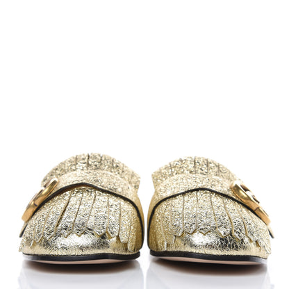Gucci Galassia Womens GG Marmont Fringe Slippers 38 Platino 2 of 8
