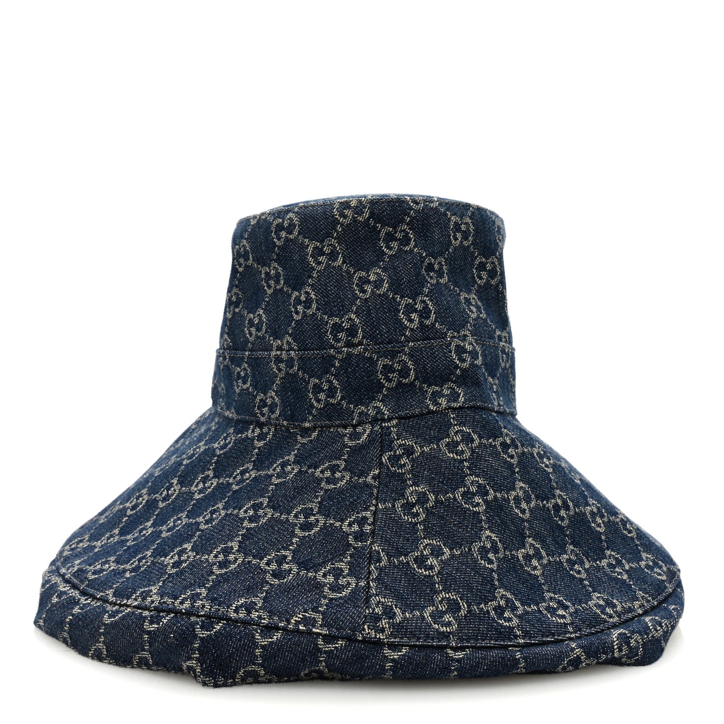 Eco Washed Denim GG Monogram Brim Hat M Blue